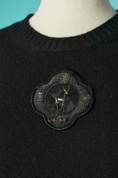 Black cashmere knit dress with short sleeve and embellishment Chanel