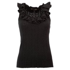 Used Black Cashmere Knitted Ruffle Top Size L