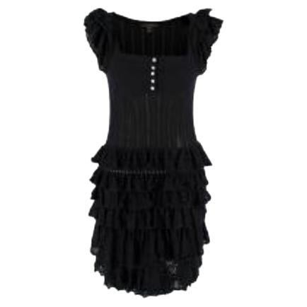 Black Cashmere & Silk Knitted Ruffle Dress For Sale