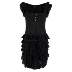 Black Cashmere & Silk Knitted Ruffle Dress