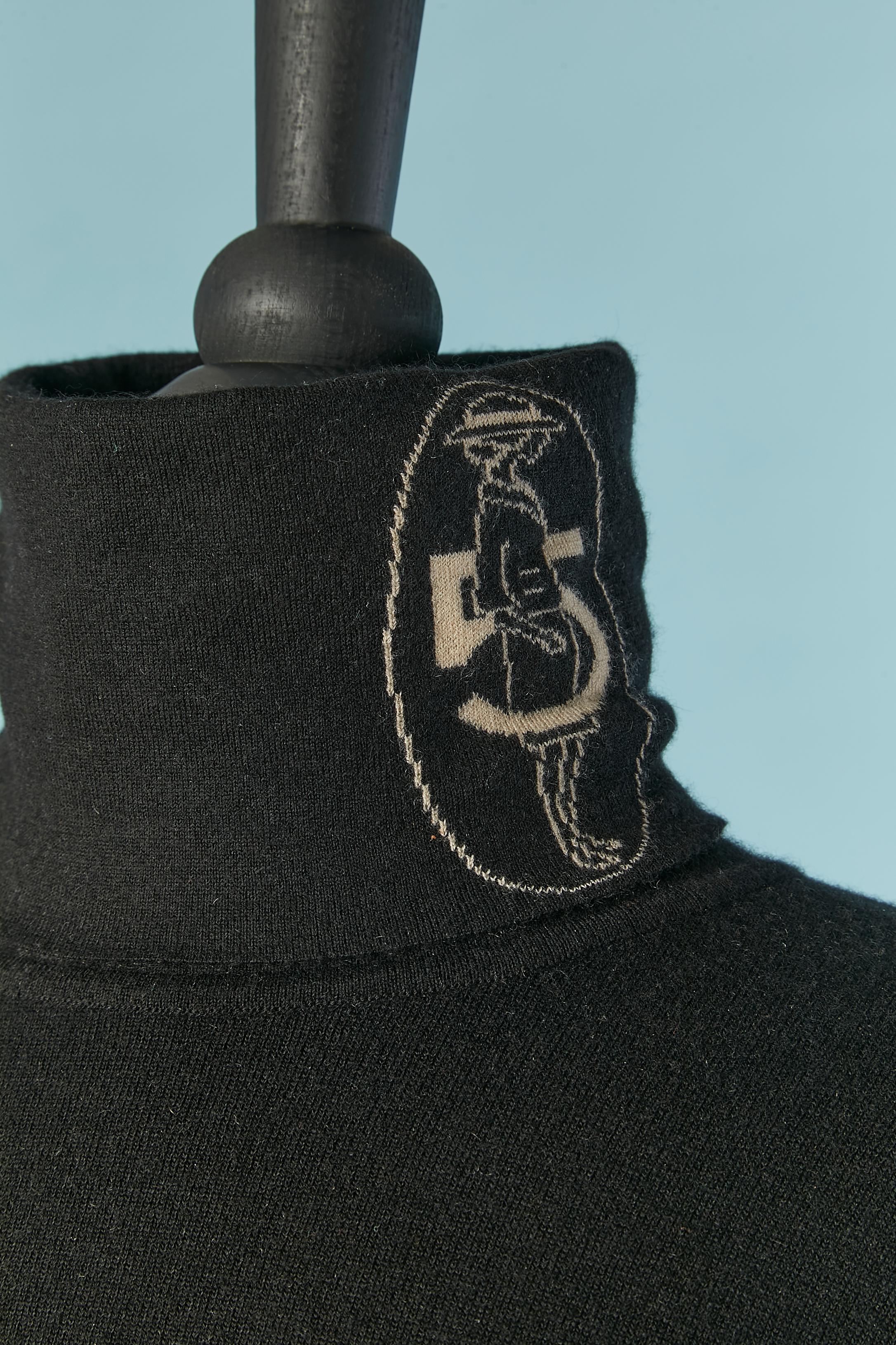 Black cashmere turtle neck sweater with 