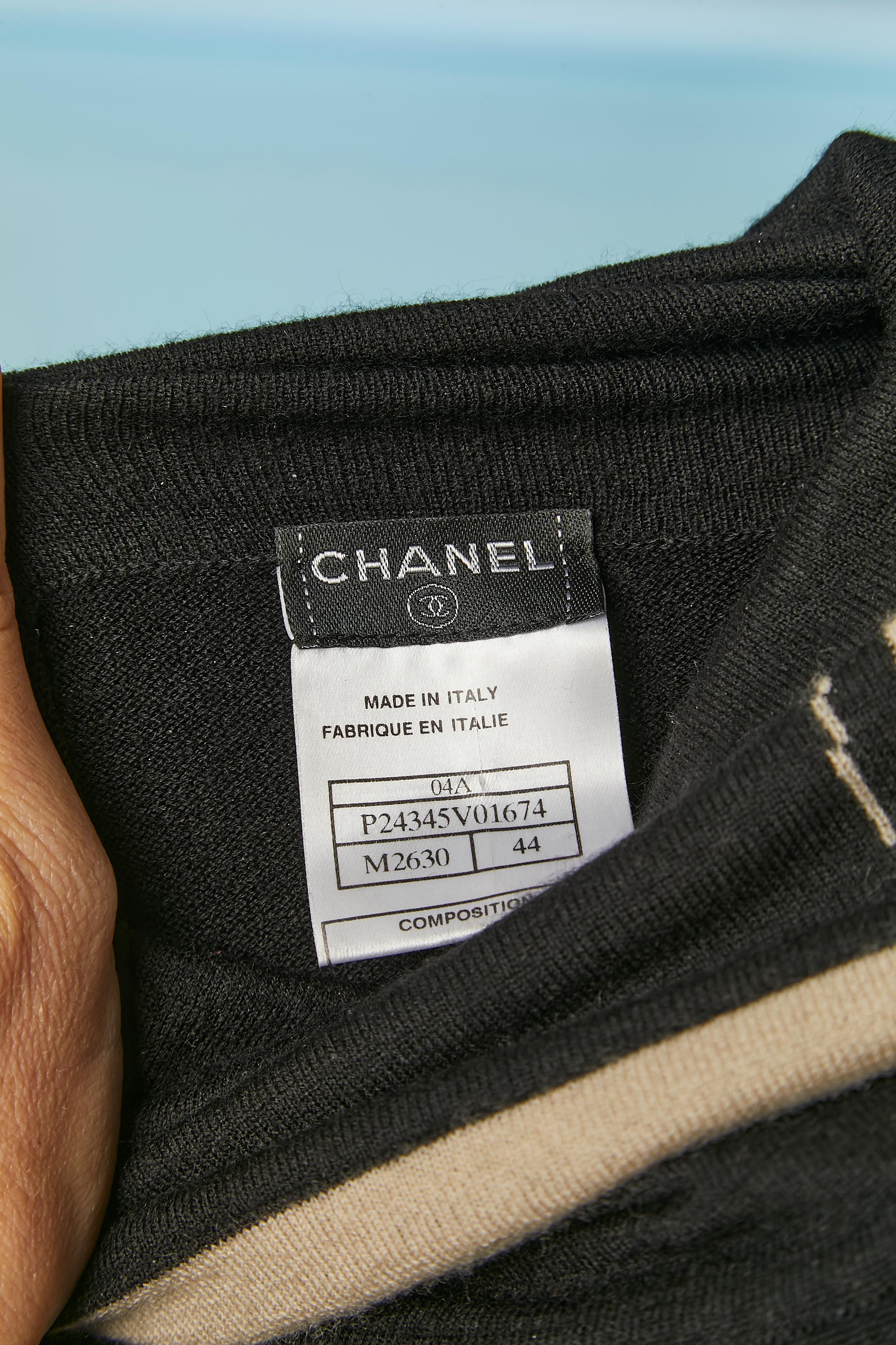 Black cashmere turtle neck sweater Chanel For Sale 2