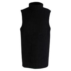 black cashmere & wool blend sleeveless roll neck jumper
