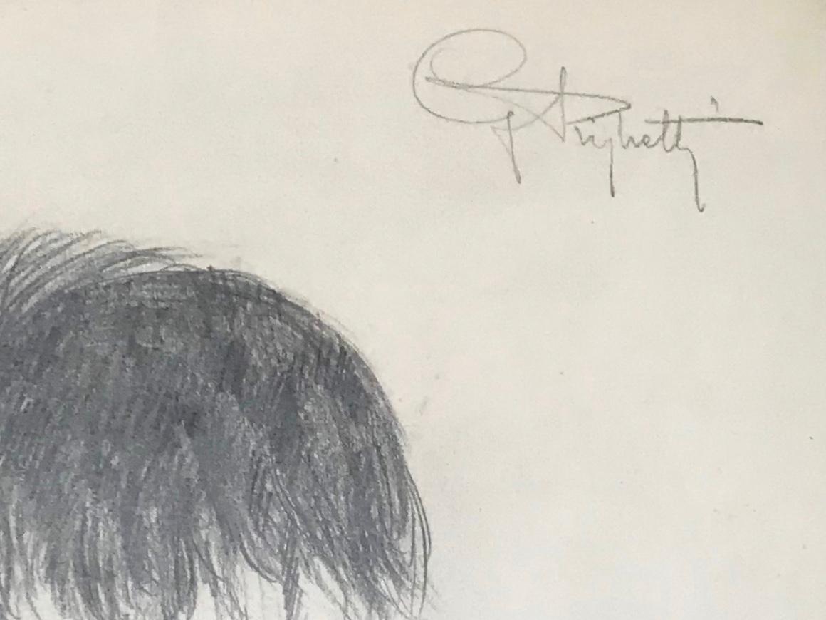 Black Cassoary Drawing, Guido Righetti, 1919 In Good Condition For Sale In New York, NY