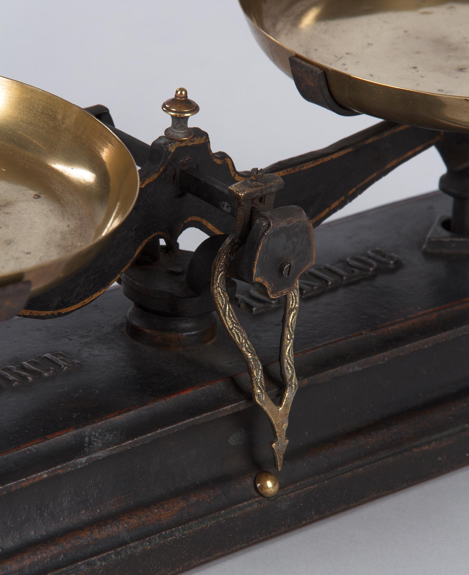Industrial Black Cast Iron and Brass Scale by Joseph Beranger, Early 1900s