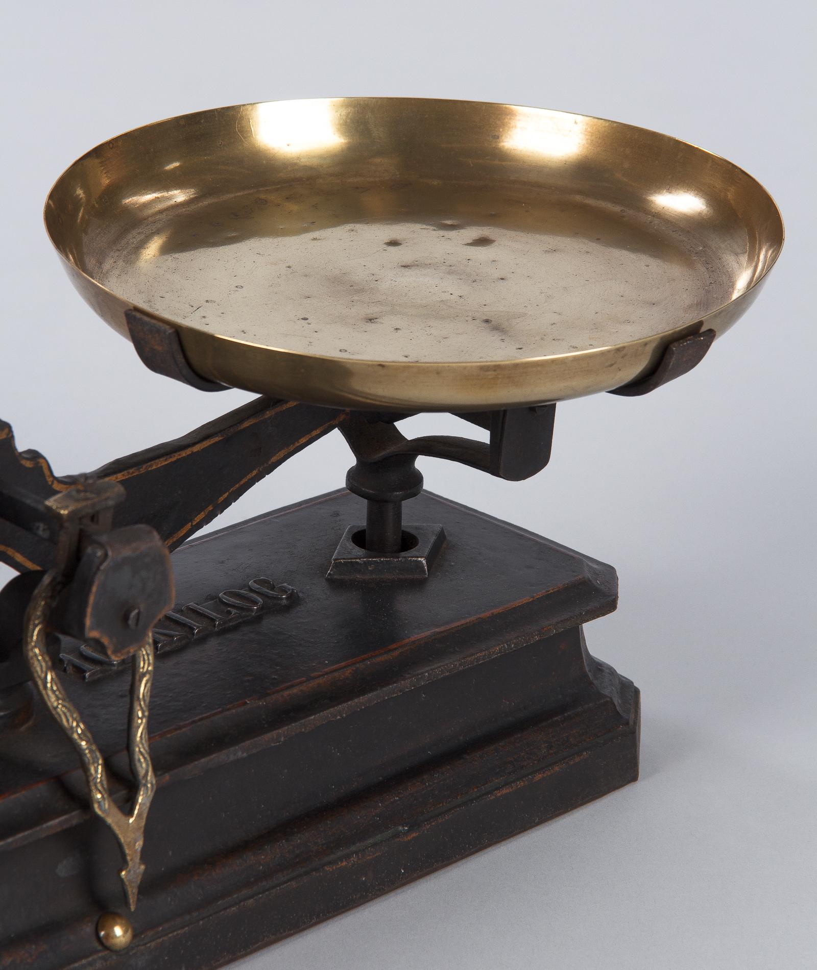 French Black Cast Iron and Brass Scale by Joseph Beranger, Early 1900s