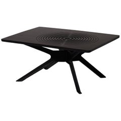 Black Cast Iron Coffee Table with Graphic Pattern