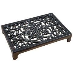 Black Cast Iron Decorative Trivet / Air Brick, 20th Century