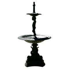 Black Cast Iron Fountain with Cherub Boy A good piece in a classical style