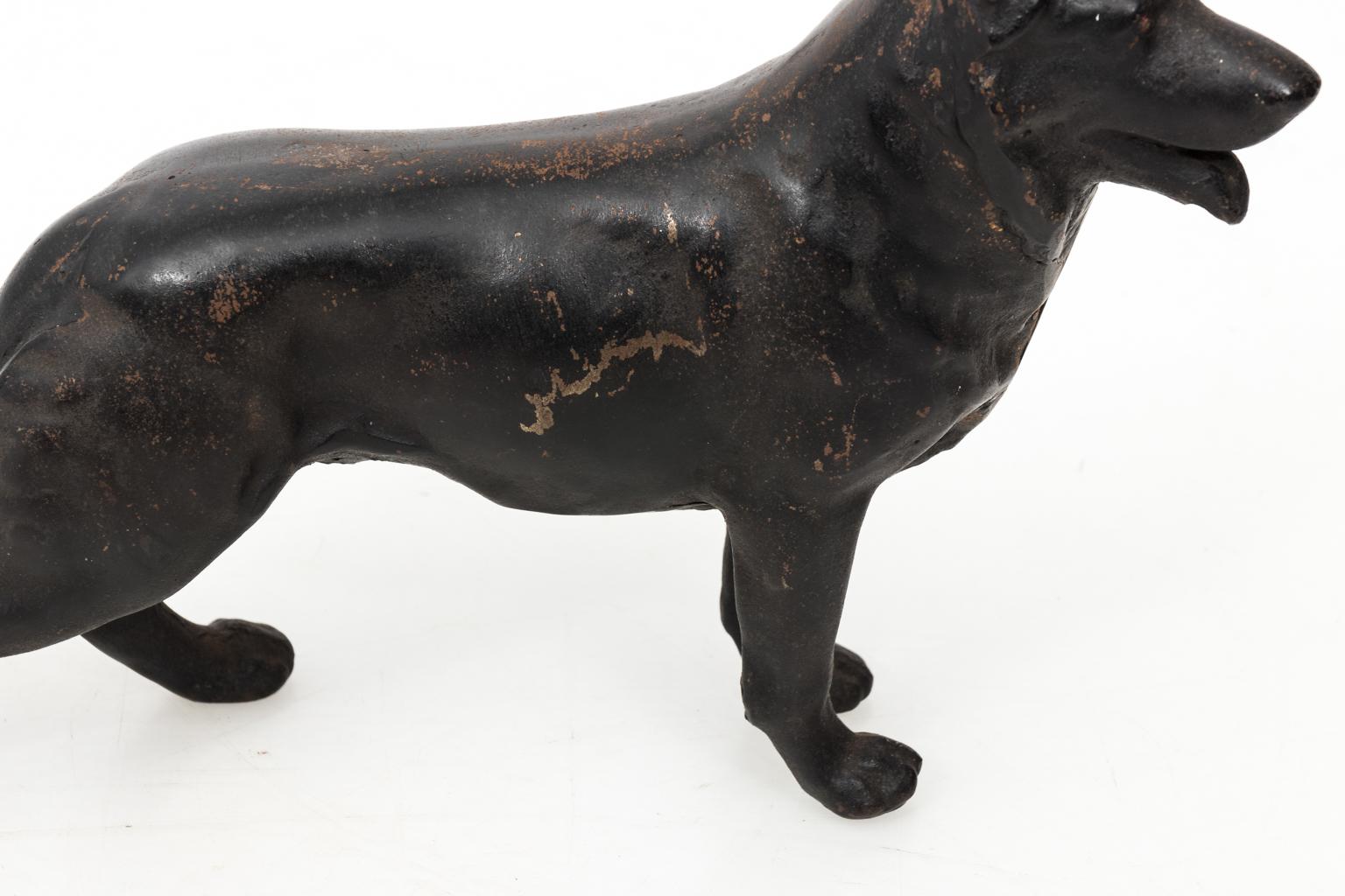 American Black Cast Iron German Shepard Door Stop, circa 1950s