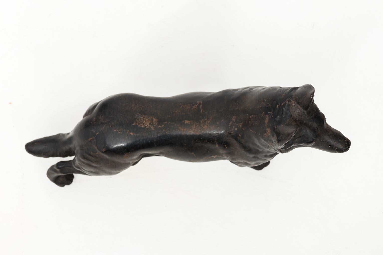 Black Cast Iron German Shepard Door Stop, circa 1950s In Good Condition In Stamford, CT