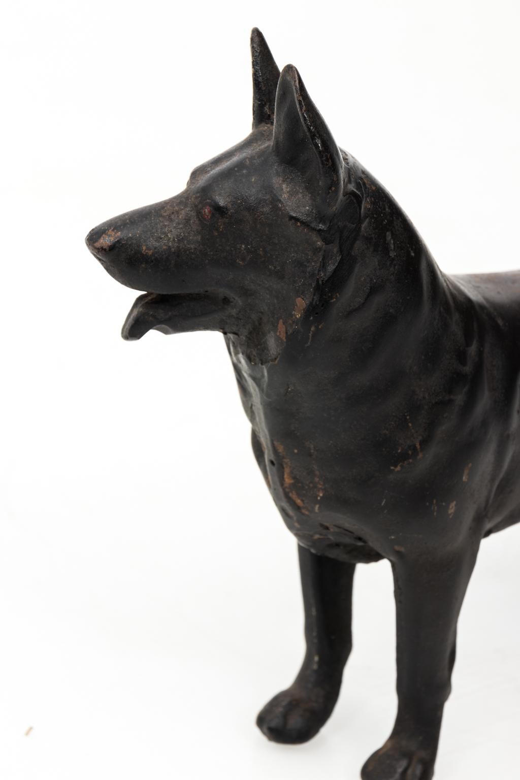 Black Cast Iron German Shepard Door Stop, circa 1950s 1