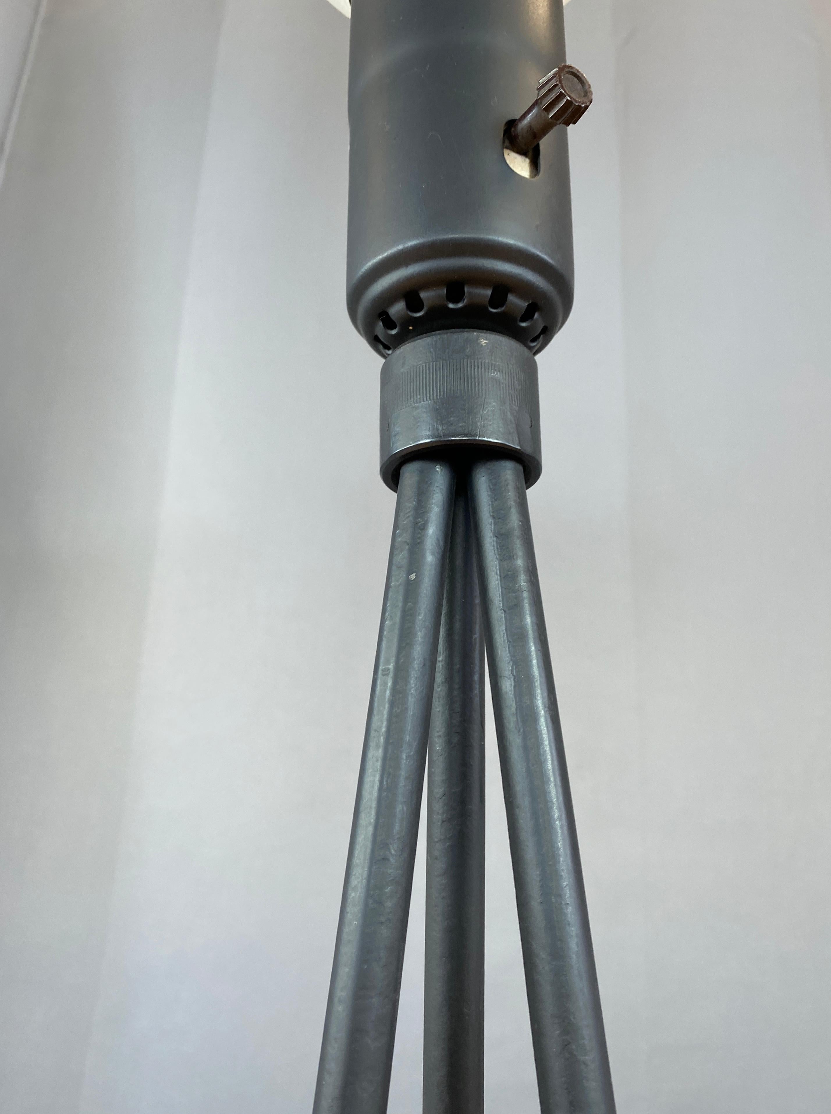 Robert Bulmore Black Cast Iron Tripod Floor Lamp, 1950s For Sale 1