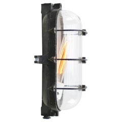 Black Cast Iron Vintage Industrial Clear Glass Wall Lamp Sconce