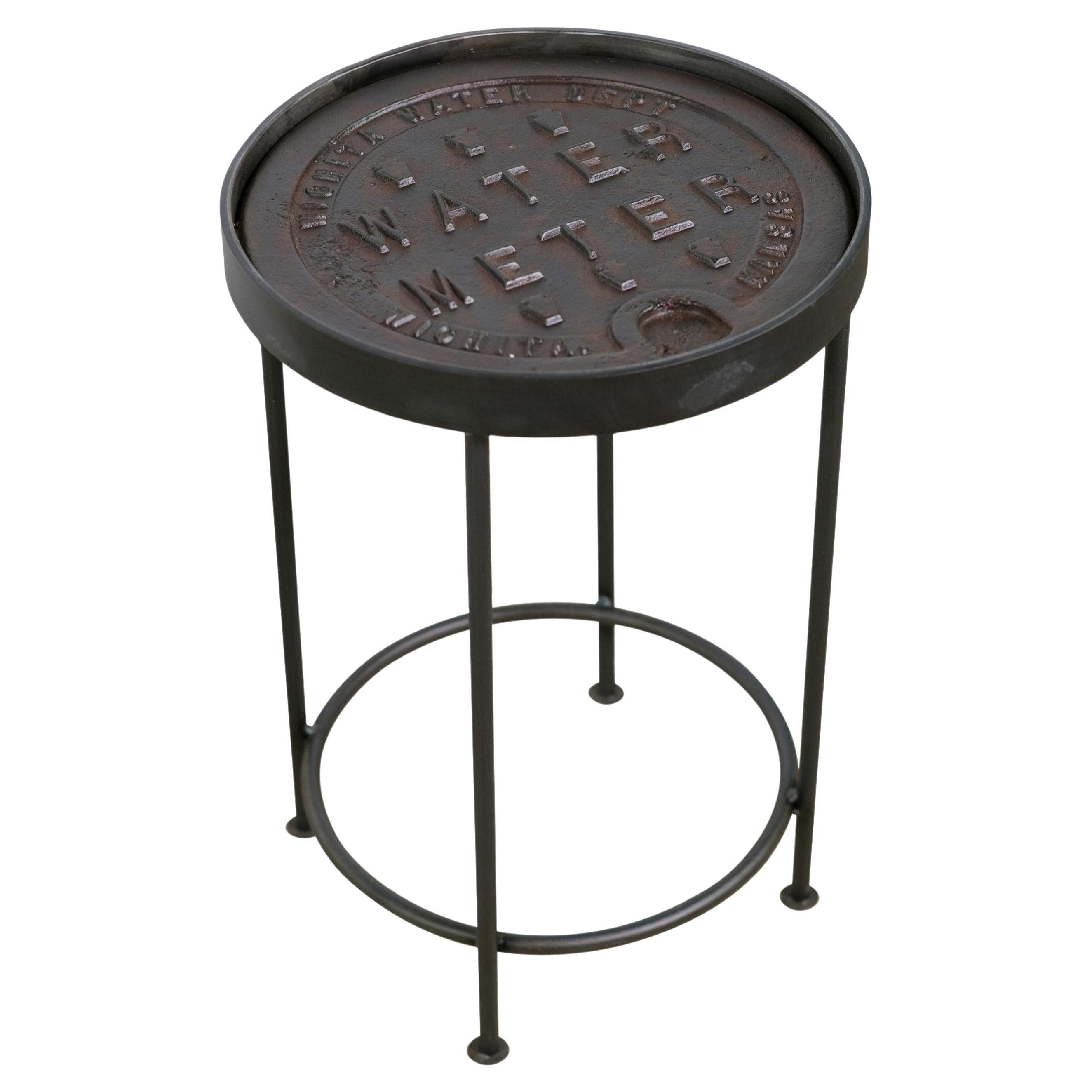 Black Cast Iron Water Meter Cover Side Table Wichita KS