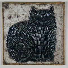 Black Cat Hanging Ceramic Tile / Wall Plaque by Lisa Larson for Gustavsberg