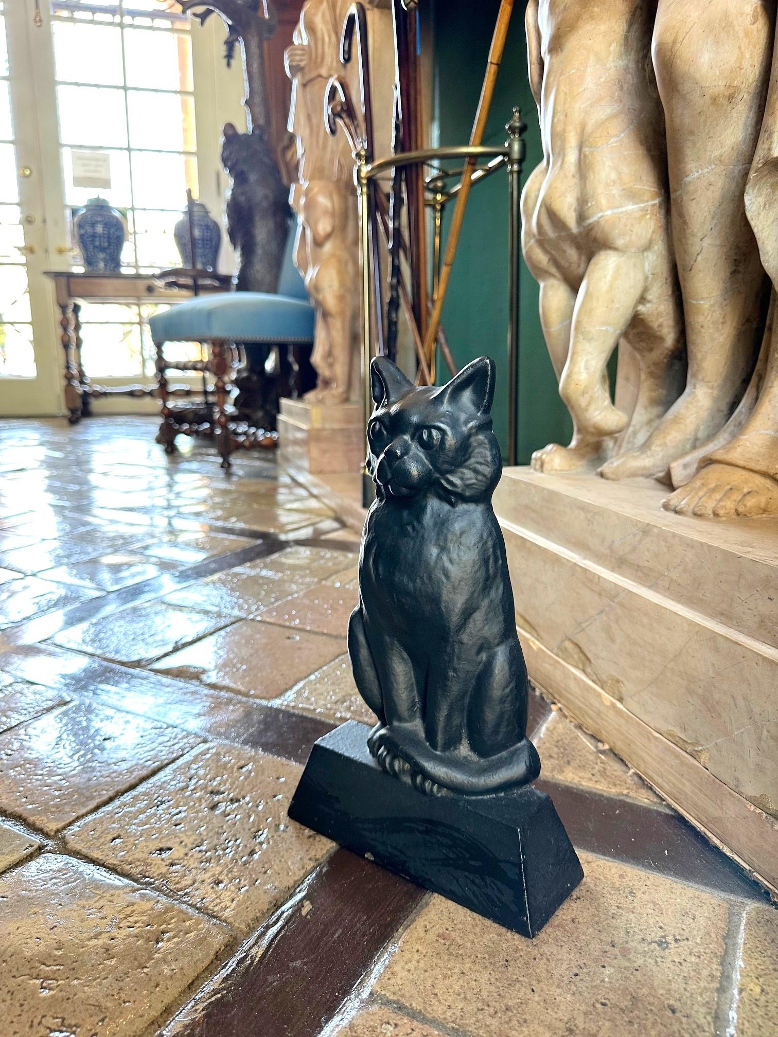 Black Cat Lovers Cast Iron Painted Door Stop Decorative object kids Bedroom For Sale 5