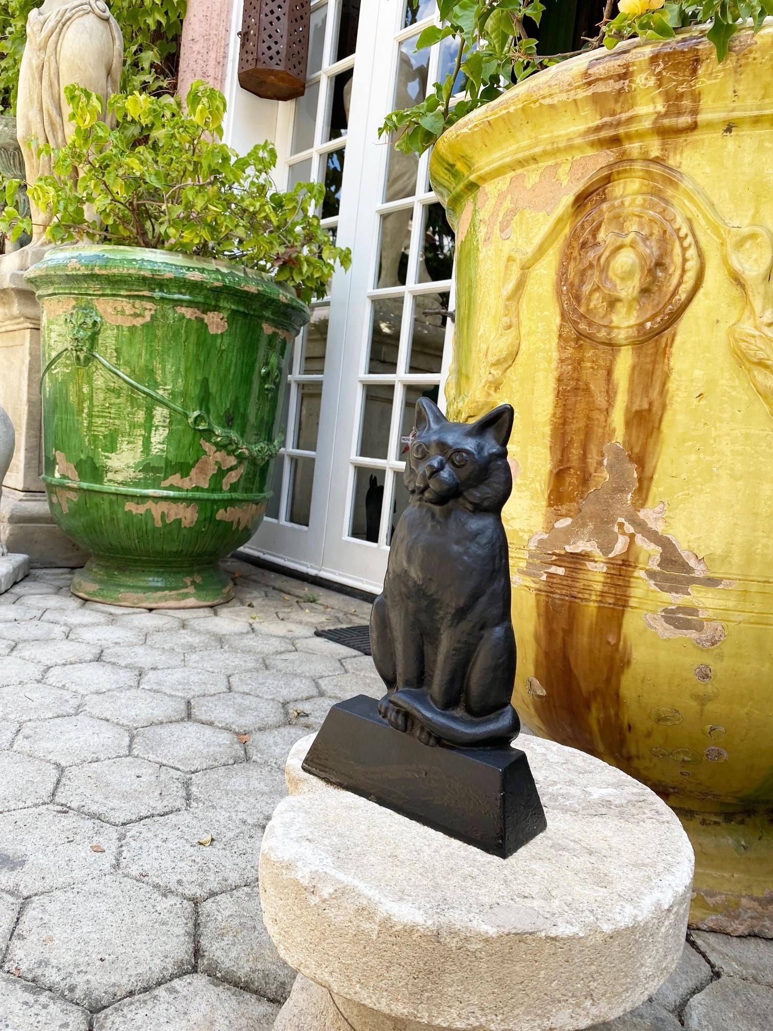 cast iron black cat doorstop