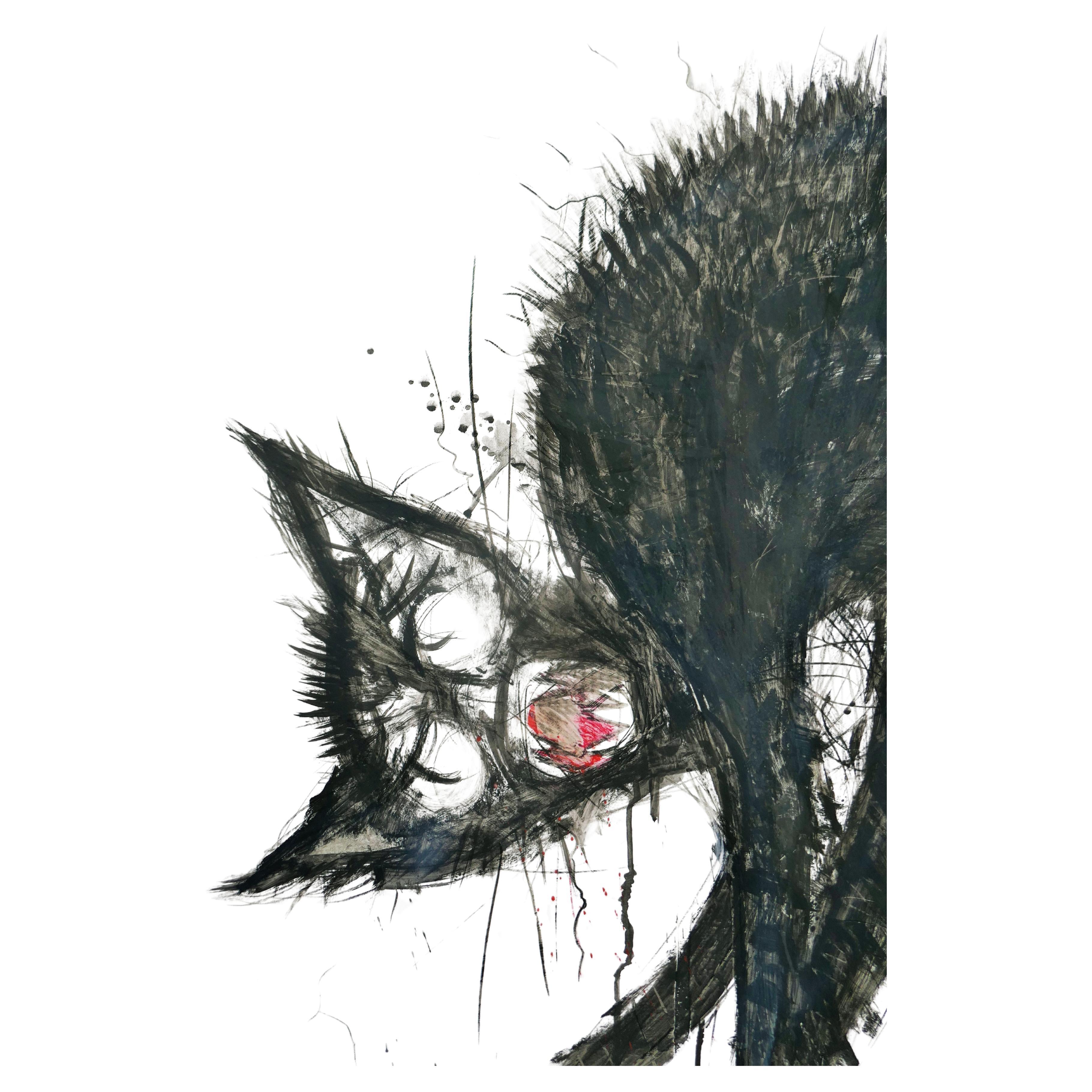 Black cat painting in chalk and acrylic on advertising cardboard.
My friend the painter.
Shipped in a wooden case
Thank you