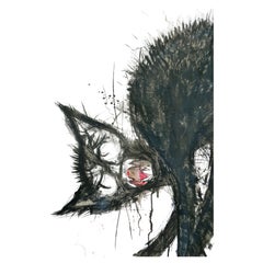 Black cat painting in chalk and acrylic   47"/35"