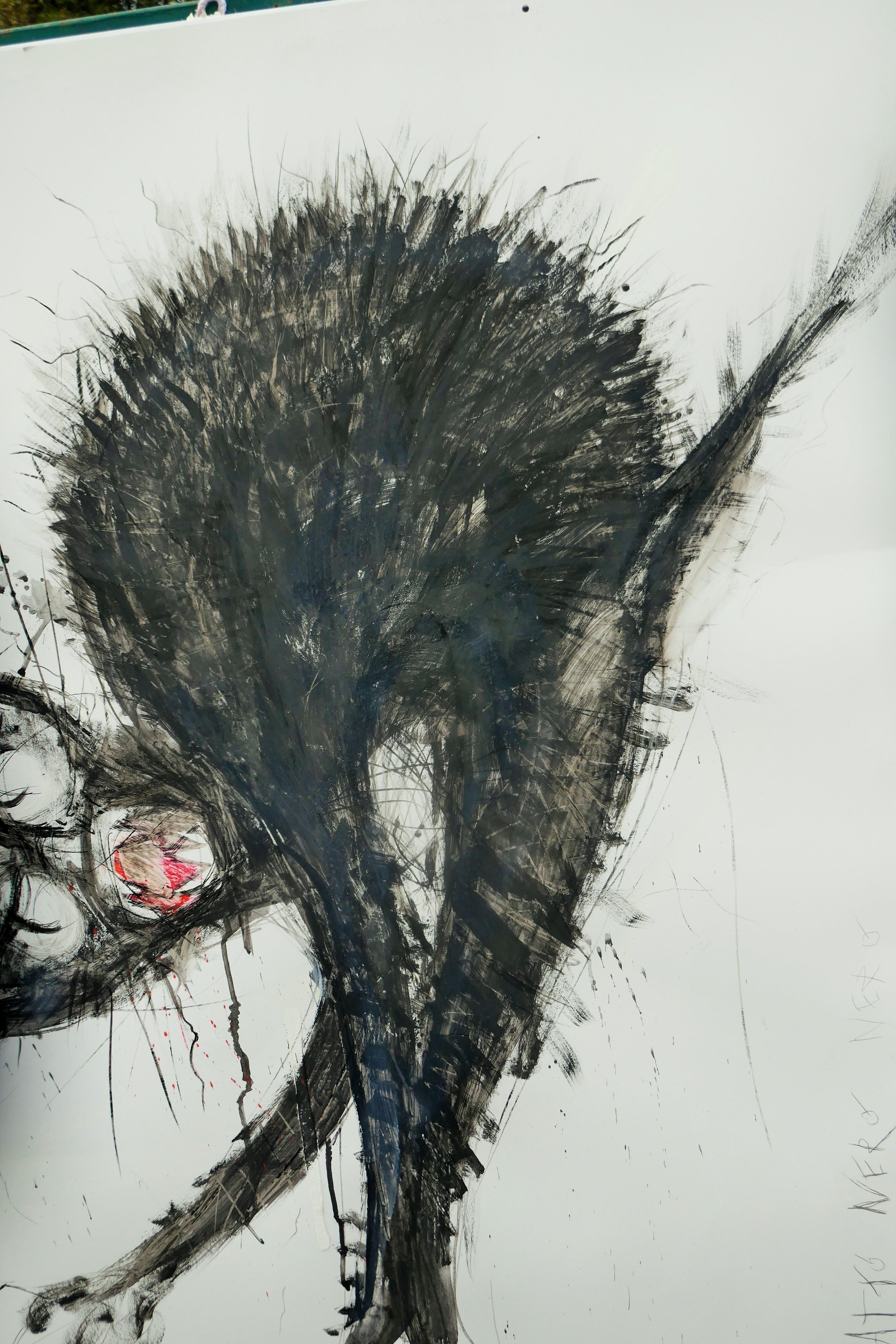 Black cat painting in chalk and acrylic   47