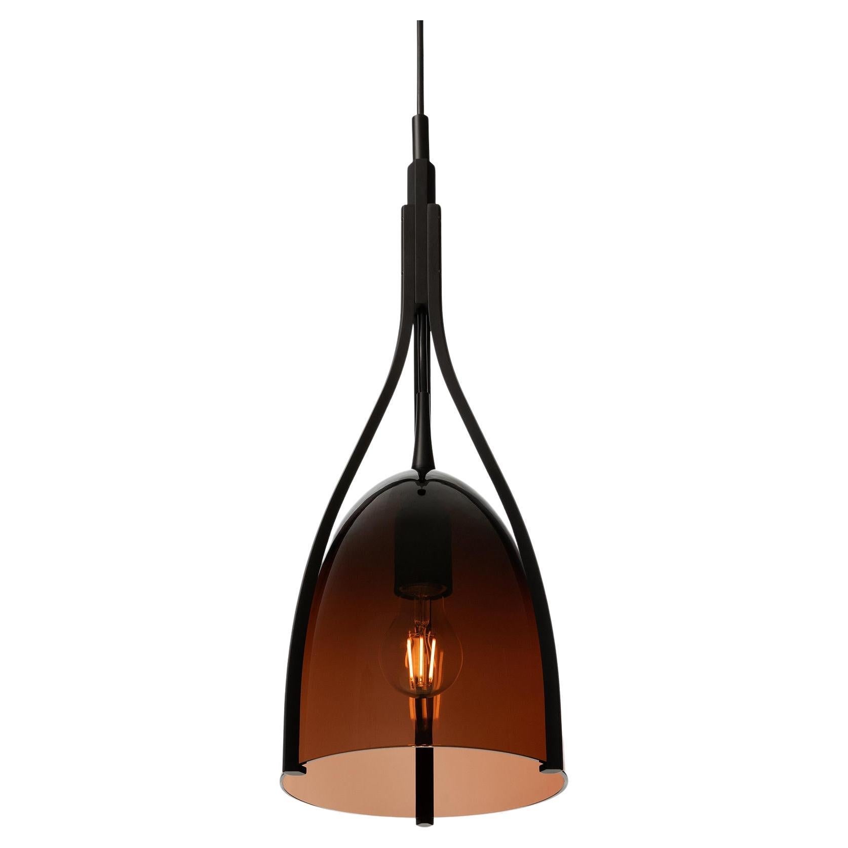 Black Cat Pendant, Anthracite with Copper Glass Shade For Sale