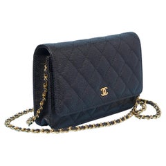 Black caviar leather wallet on chain bag CHANEL 2019