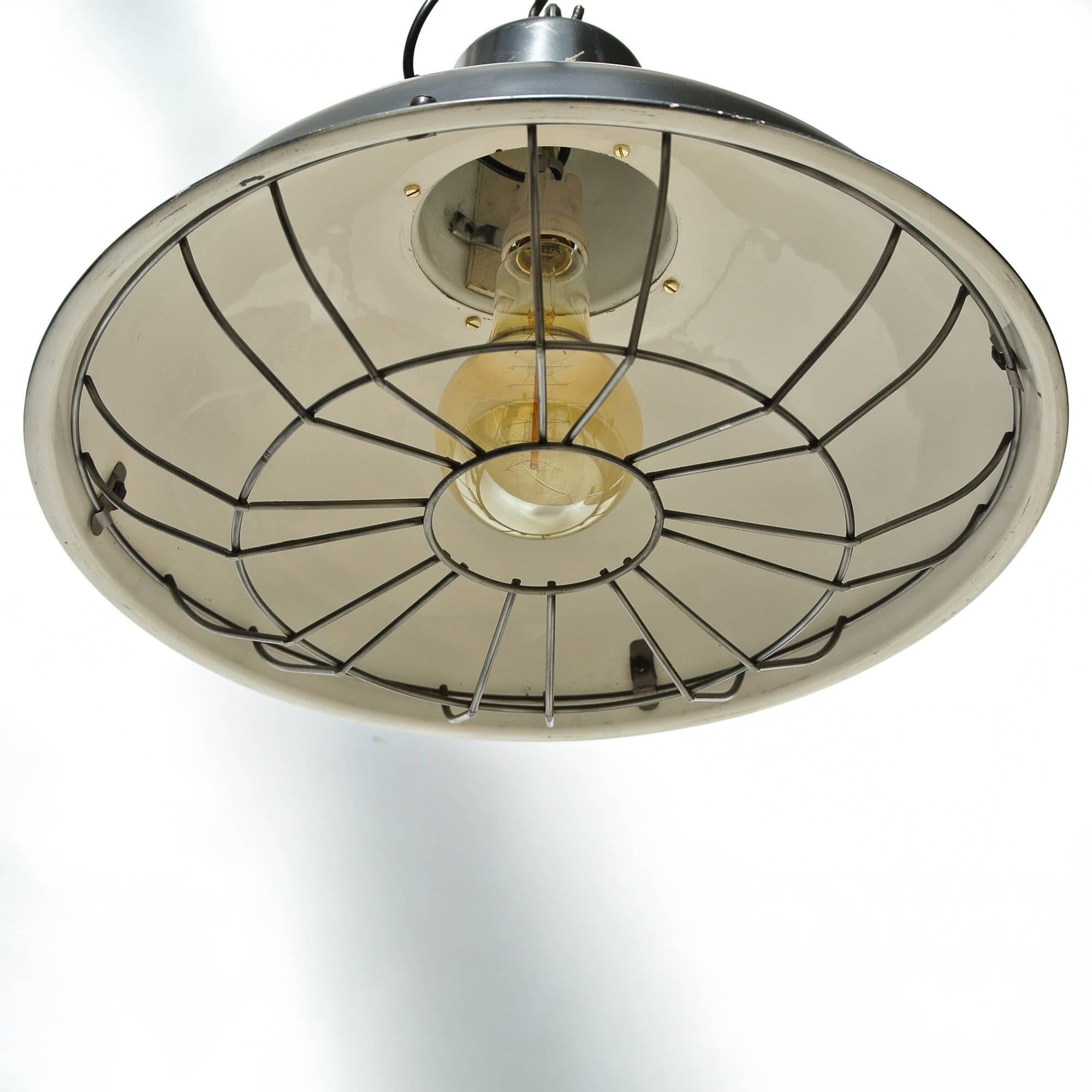 Enameled Black Ceiling Lamp with Fence, circa 1960-1969