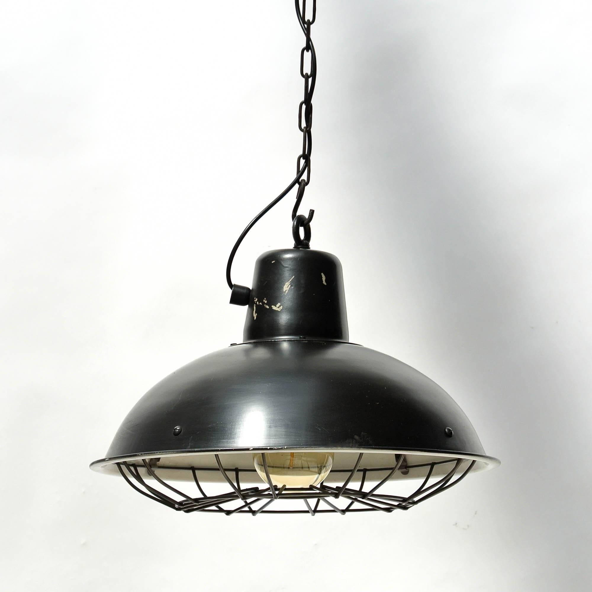 Mid-20th Century Black Ceiling Lamp with Fence, circa 1960-1969