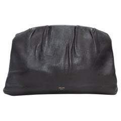 Black Celine French Lock Leather Clutch