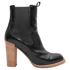 Black Celine Leather Ankle Boots Size 39.5