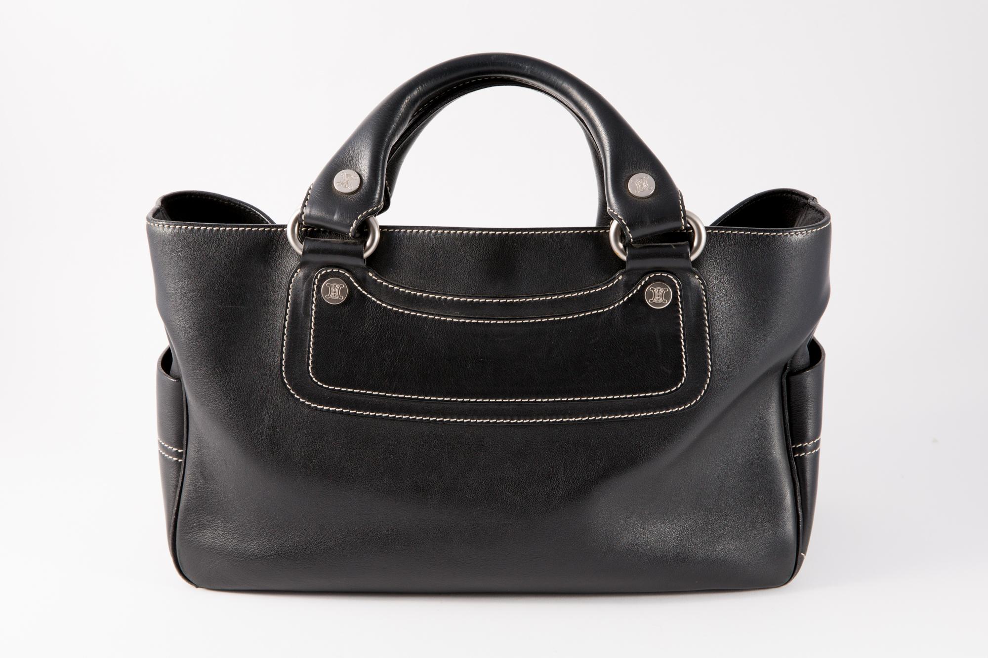 Black Celine Leather Boogie Tote Bag In Good Condition For Sale In Paris, FR