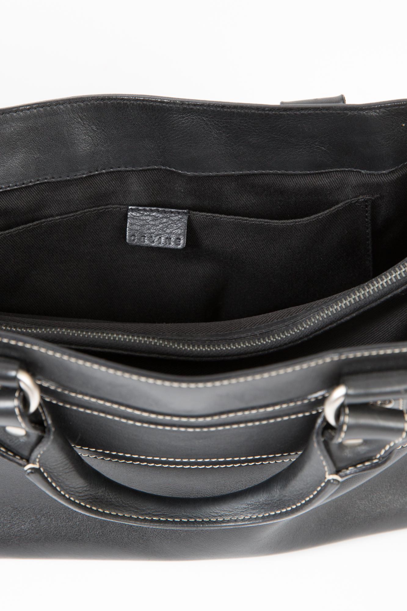 Black Celine Leather Boogie Tote Bag For Sale 3