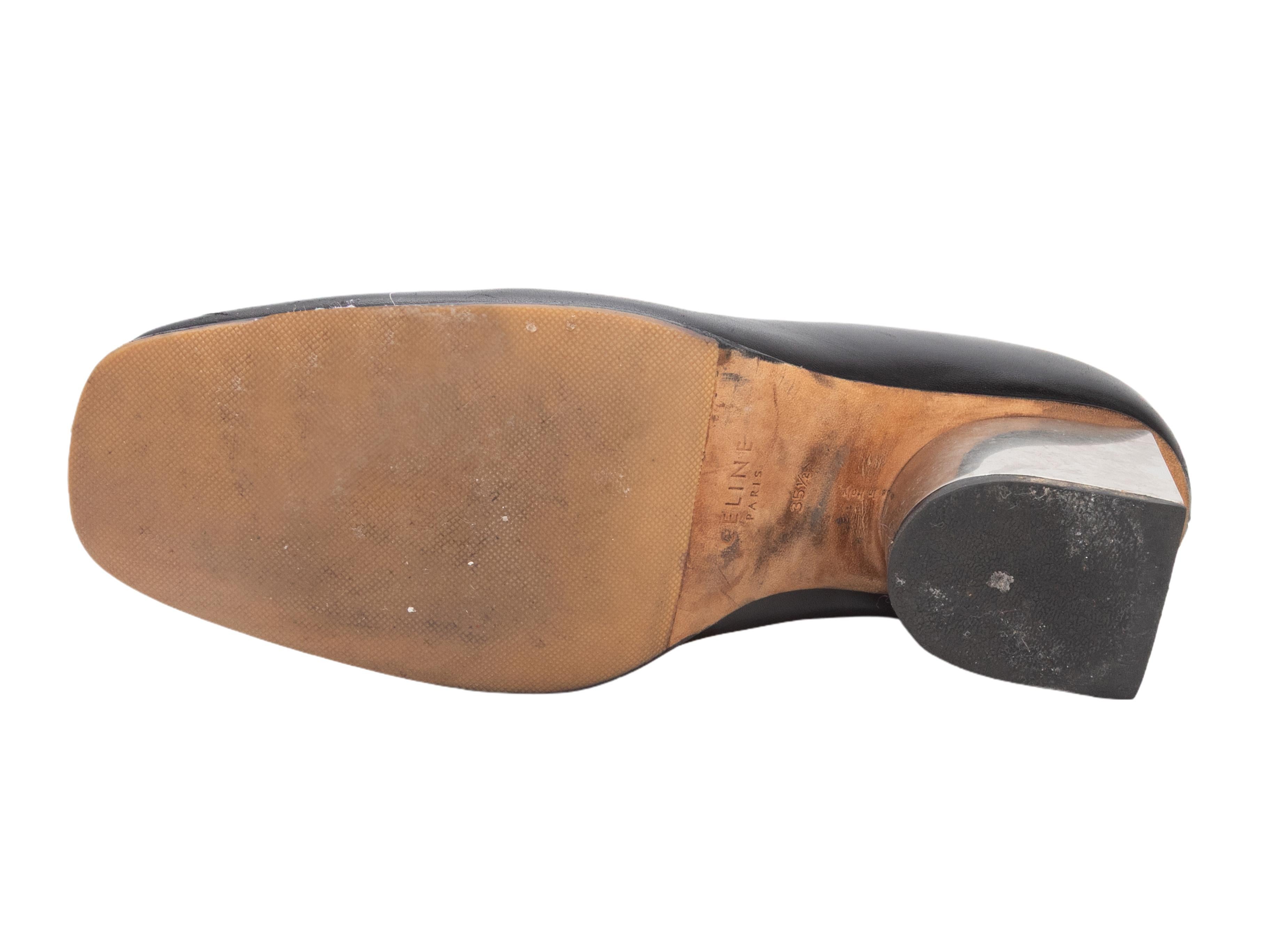 De las mujeres Mules con tacón metálico de cuero negro Celine Talla 35.5 en venta