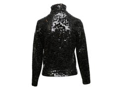 Black Celine Sequined Wool Turtleneck Sweater Size US S