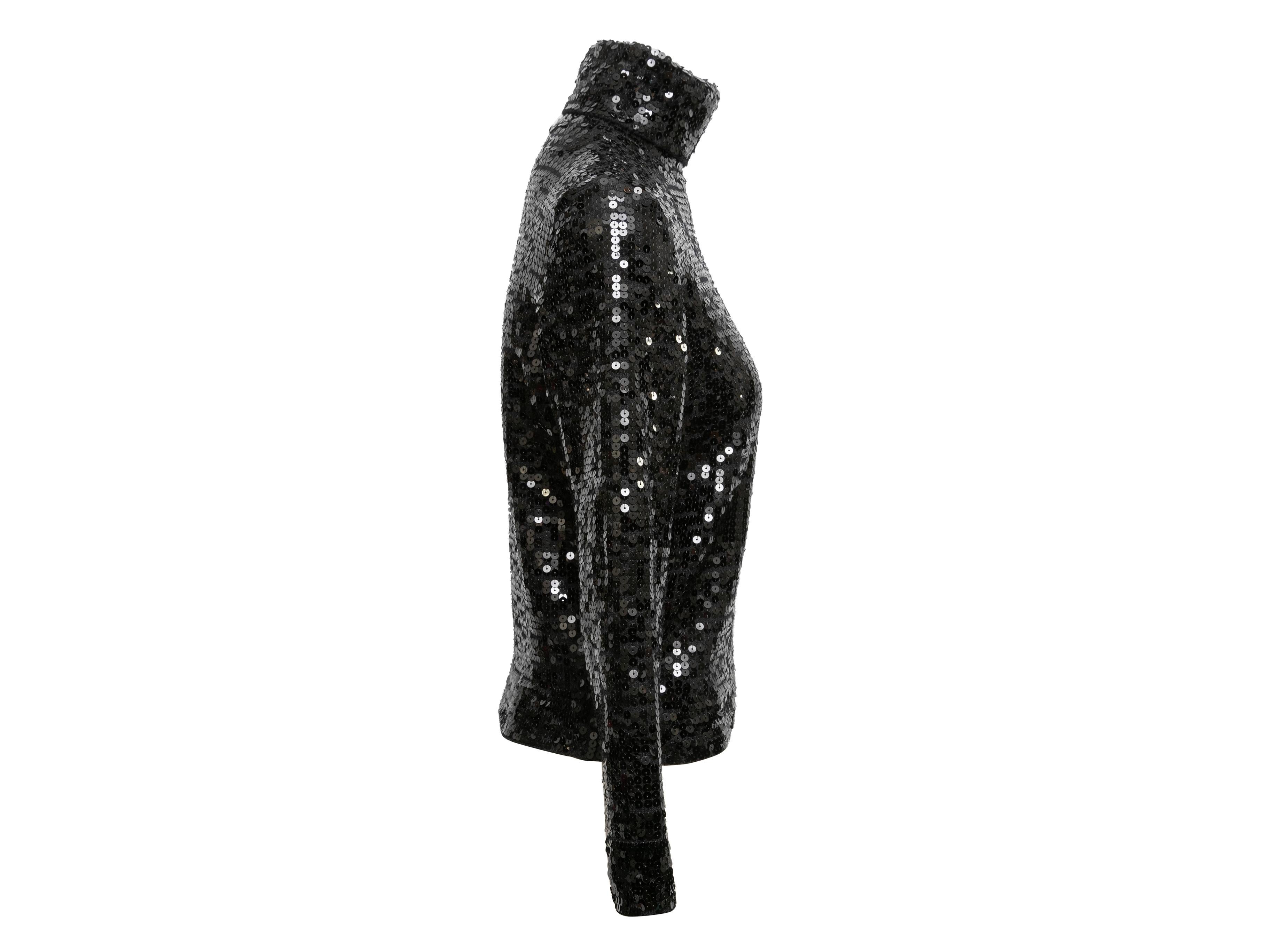 Noir Pull à col roulé en laine pailletée noir Celine Taille US S en vente