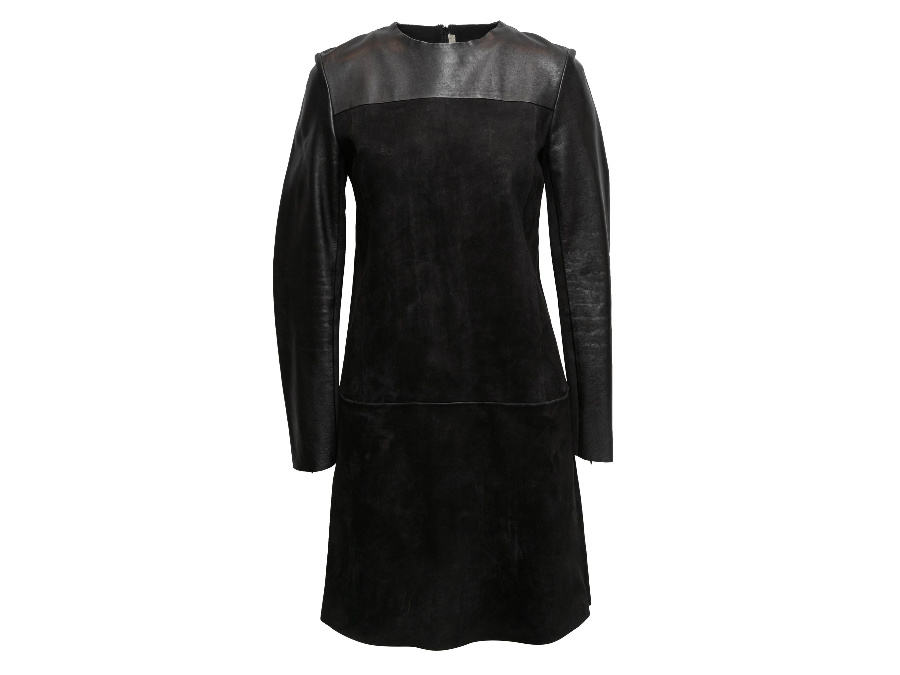 Celine, robe noire en daim et cuir, taille FR 40 en vente 3