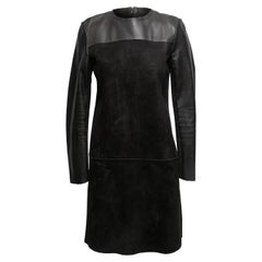 Celine, robe noire en daim et cuir, taille FR 40