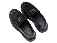 Black Celine Triumph Chunky Kiltie Loafers