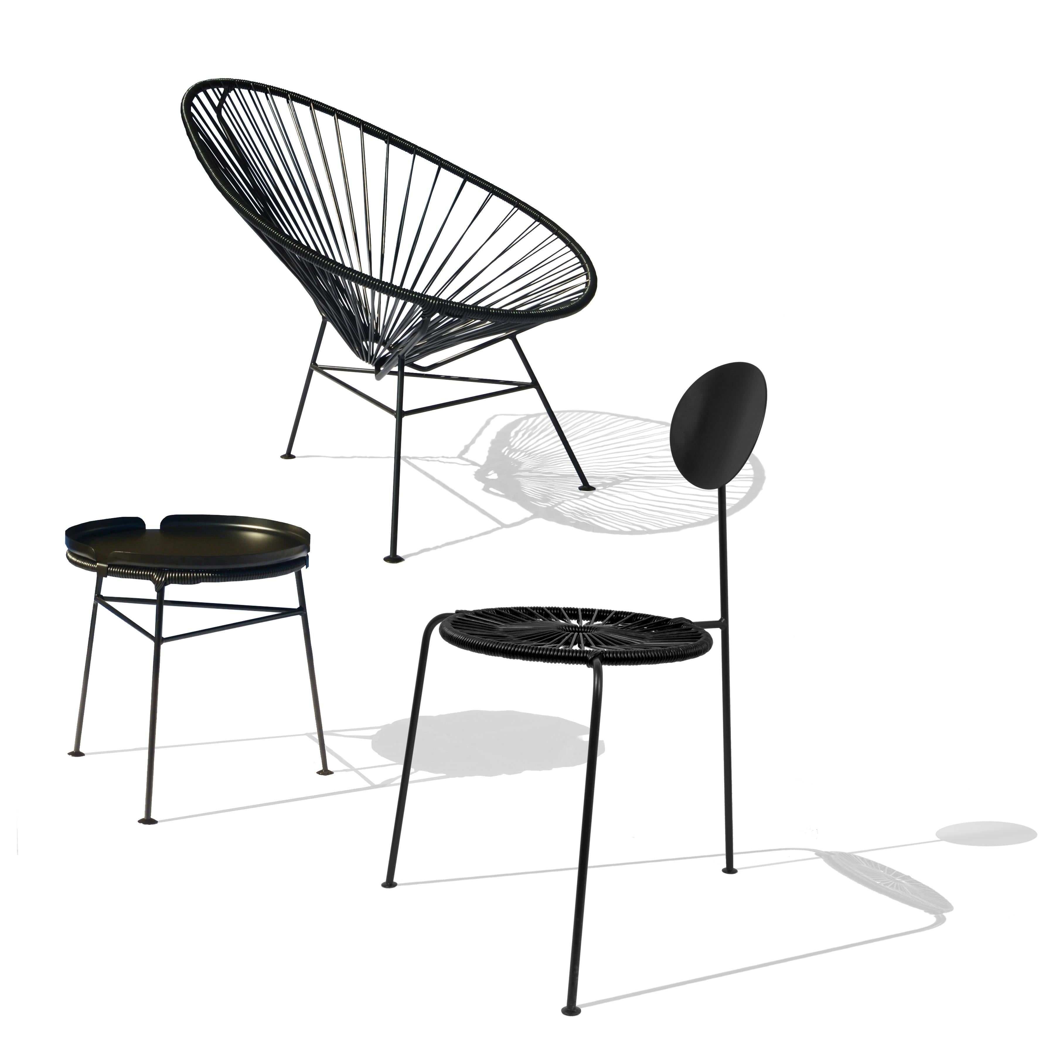 Black Centro Chair by OK Design
Dimensions: D 50 x W 54 x H 83 cm.
Materials: Powder-coated metal, PVC cord.

Available in other colors. Please contact us.

The Centro stool is a colorful, 3 legged round stool that functions both as a stool and a