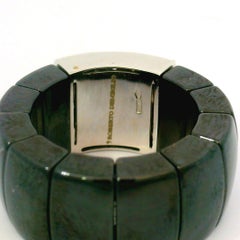 Black ceramic and 18kt white gold diamond expandable ring
