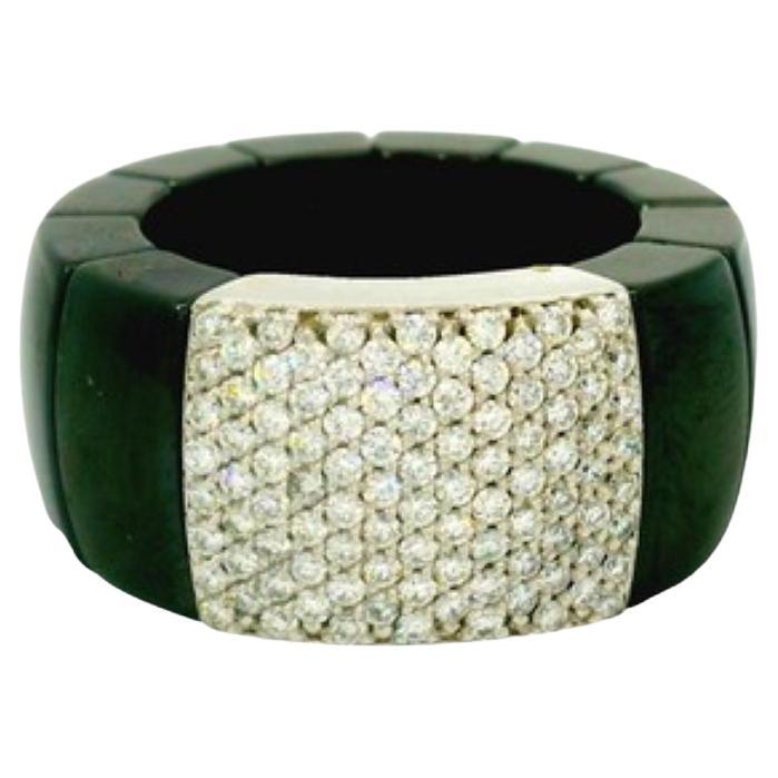 Black ceramic and 18kt white gold diamond expandable ring