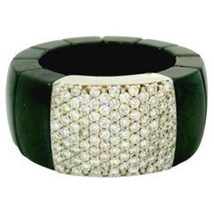 Black ceramic and 18kt white gold diamond expandable ring
