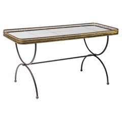 Black Ceramic and Metal Low Coffee Table, attrib. to Maison Jansen