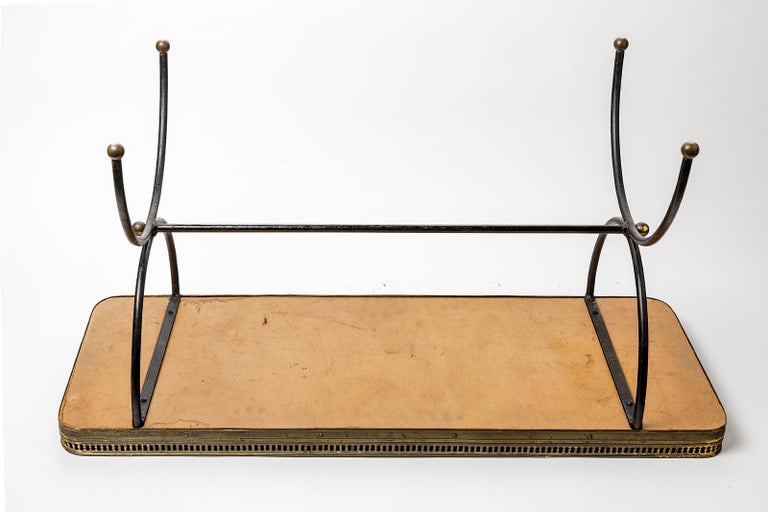 Black Ceramic and Metal Low Coffee Table by Maison Jansen French