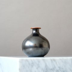 Black Ceramic Art Deco Vase by Nyman & Nyman, Höganäs, Sweden, 1930s