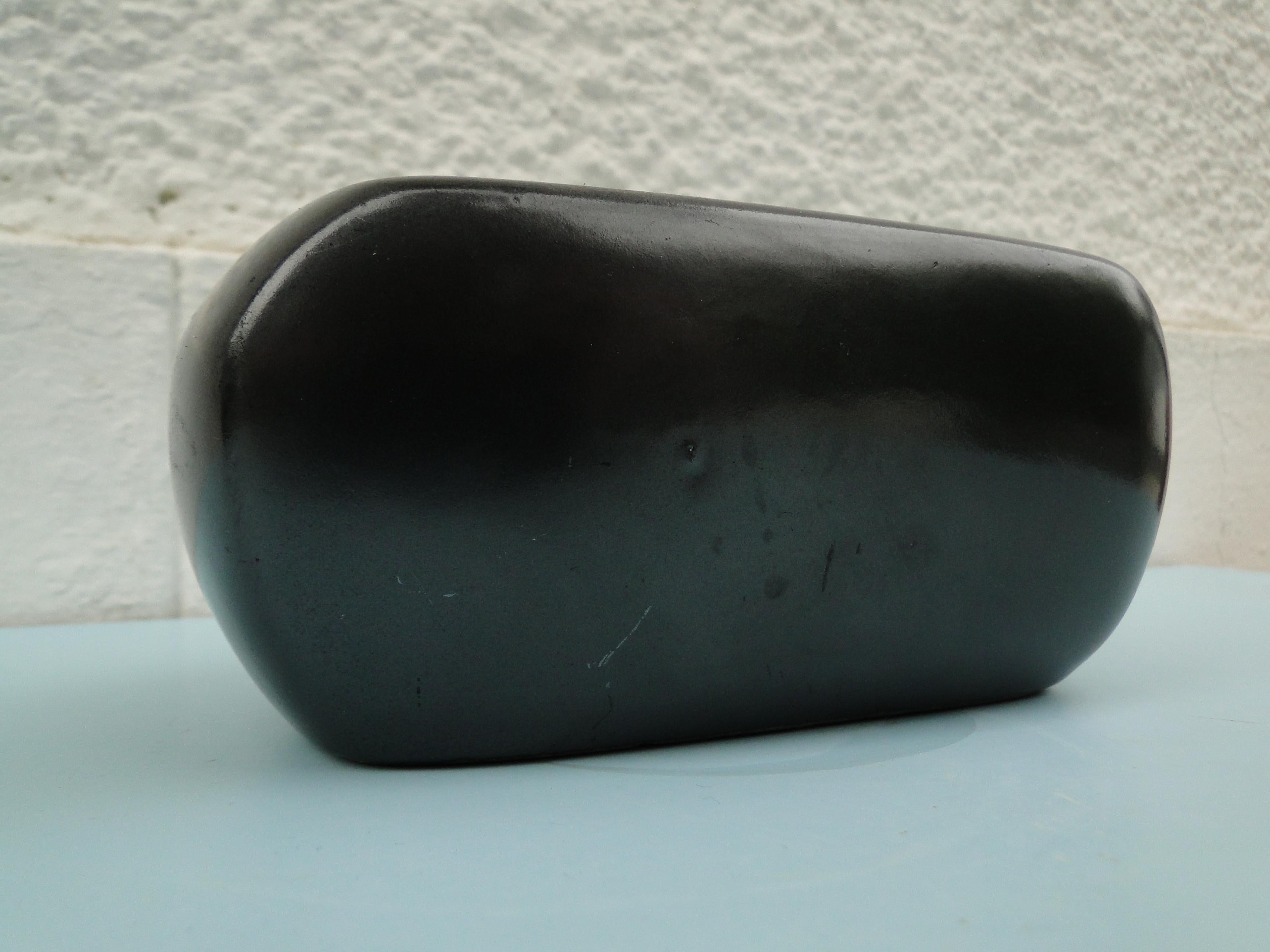 French Black Ceramic Ashtray Georges Jouve France 