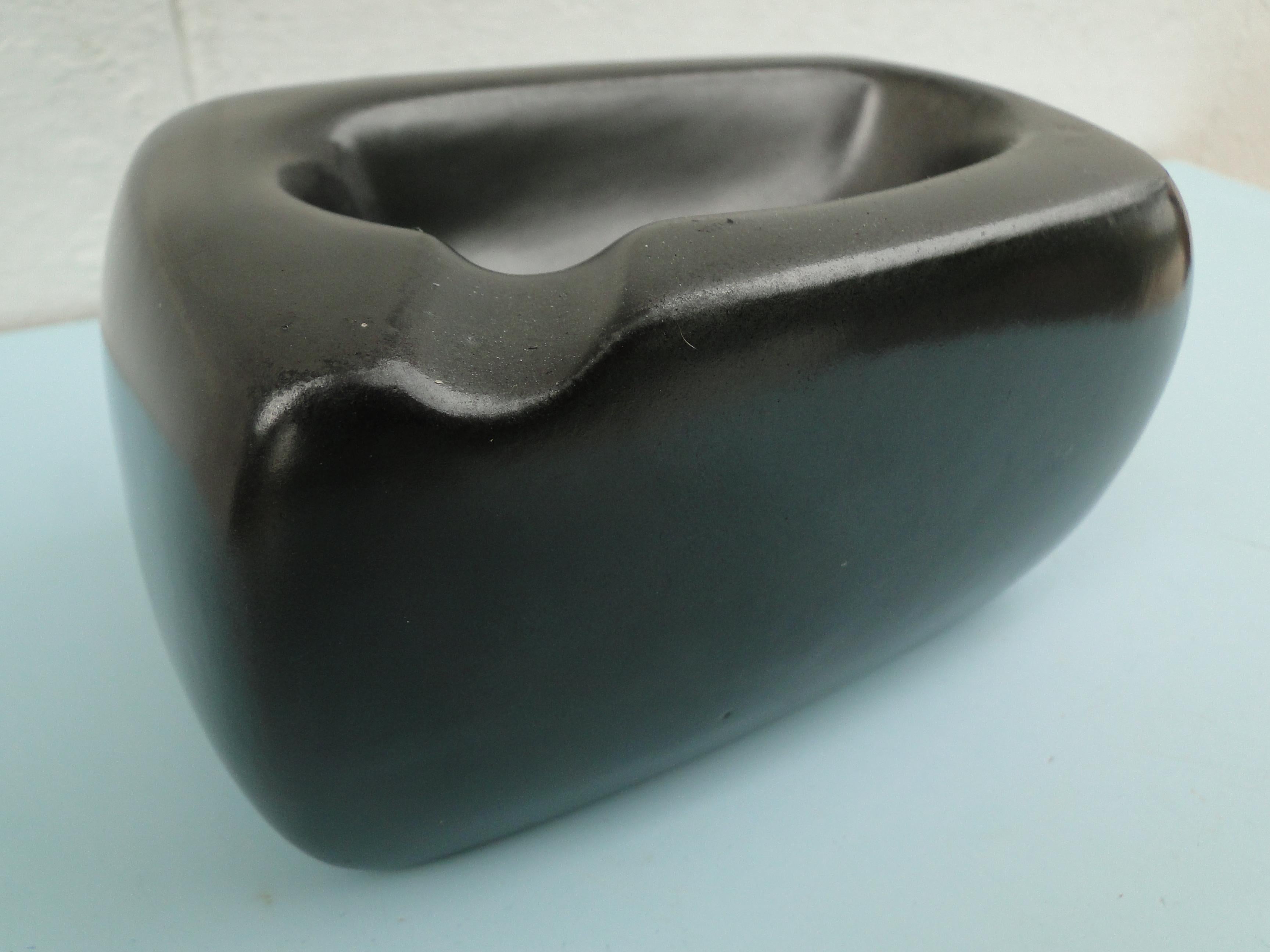 Mid-20th Century Black Ceramic Ashtray Georges Jouve France 