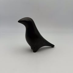 Scultura in ceramica nera raffigurante un uccello, nello stile di Georges Jouve, anni '50