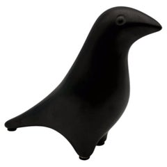 Scultura in ceramica nera raffigurante un uccello, nello stile di Georges Jouve, anni '50